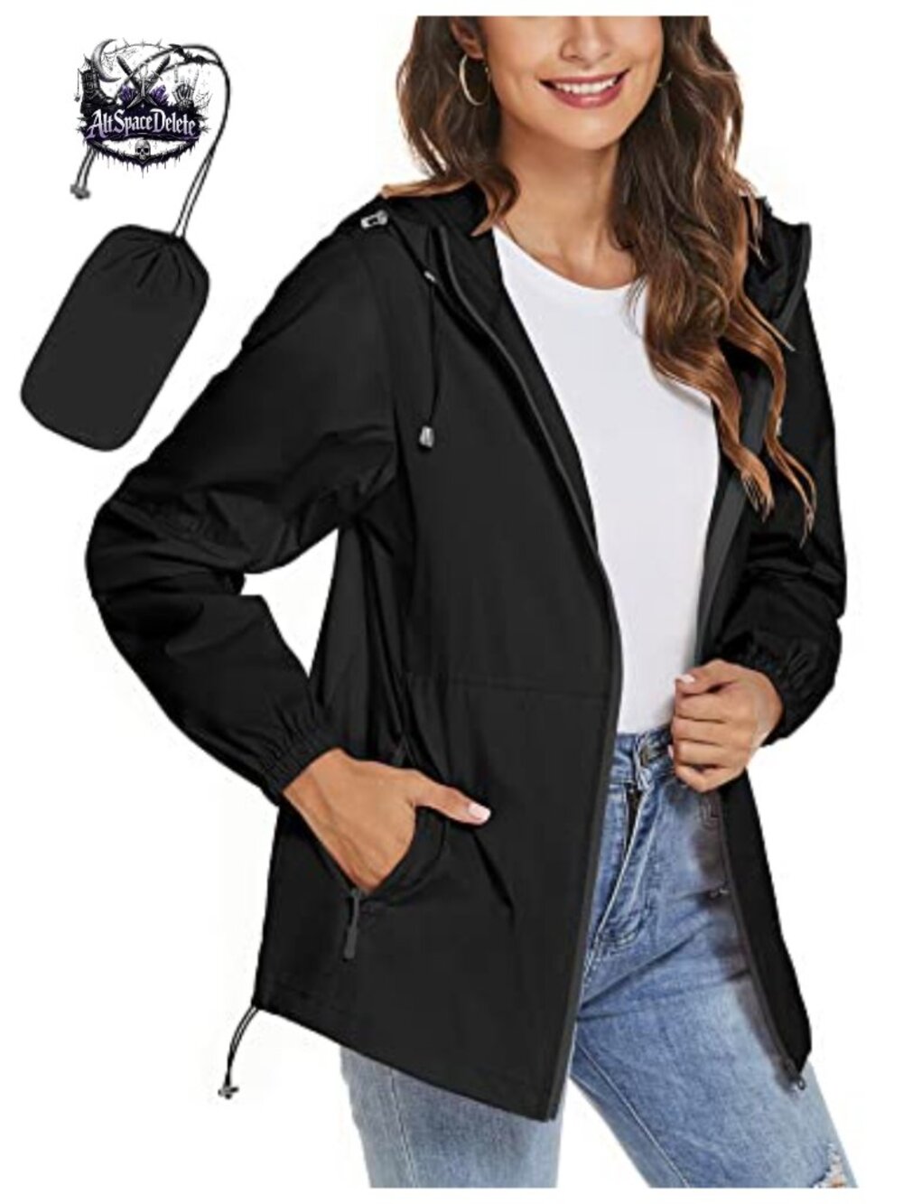 Womens Waterproof Windbreaker Rain Jacket Lightweight Packable Raincoat